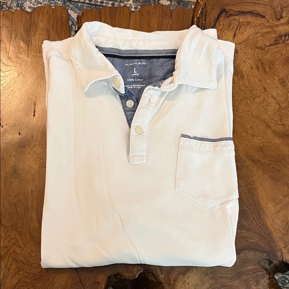Tahari Men's White Polo with Blue Trim - Picture 1 of 6